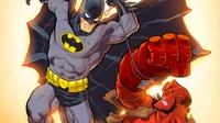 Batman se enfrenta a Hellboy: Un choque de superhéroes icónicos en una ilustración dinámica de cómic