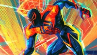 Spider-Man 2099 en acción vibrante de Spider-Verse