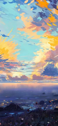 anime, cloud, water, atmosphere, daytime wallpaper