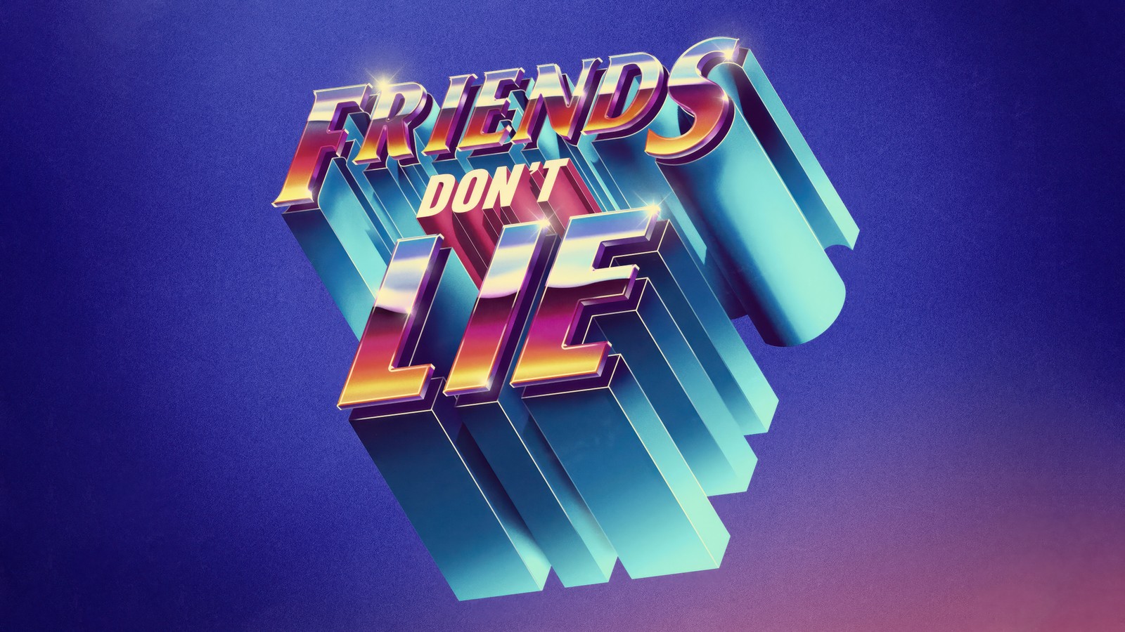 There is a 3d type of text that reads friends don't lie (friends dont lie, stranger things, 3d letters, 3d typography, 3d text)