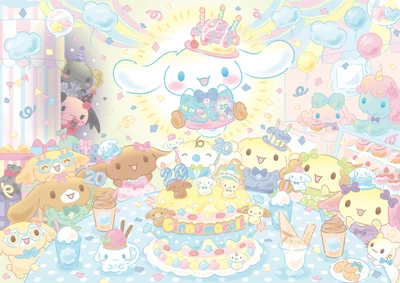 La joyeuse célébration d'anniversaire de Cinnamoroll avec des amis