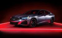 acura tlx type s, sports sedan, luxury cars, 2023, red background