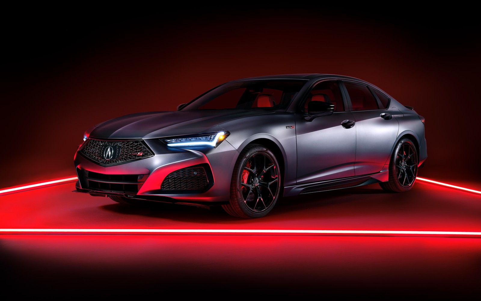 El acr 2021 es una elegante y deportiva berlina (acura tlx type s, sedán deportivo, coches de lujo, 2023, fondo rojo)