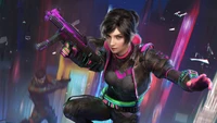 Personagem feminina dinâmica em ação do PUBG Mobile