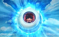 Goku em uma cápsula de alta energia de Dragon Ball Super