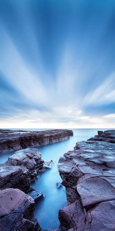 Tranquil Ocean View with Dramatic Skies and Rocky Outcrops