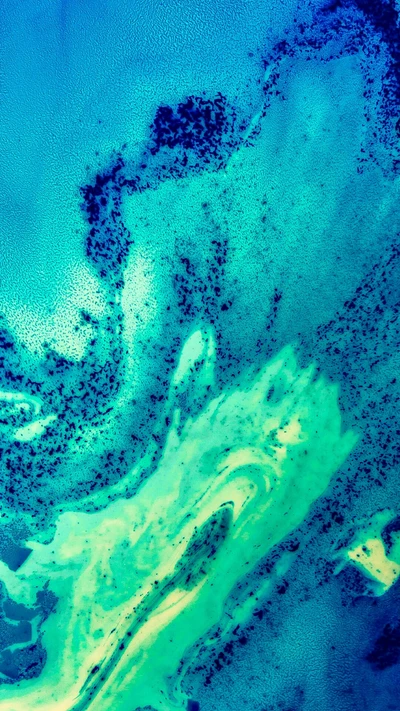 Textura de galáxia abstrata vibrante em tons de azul e verde