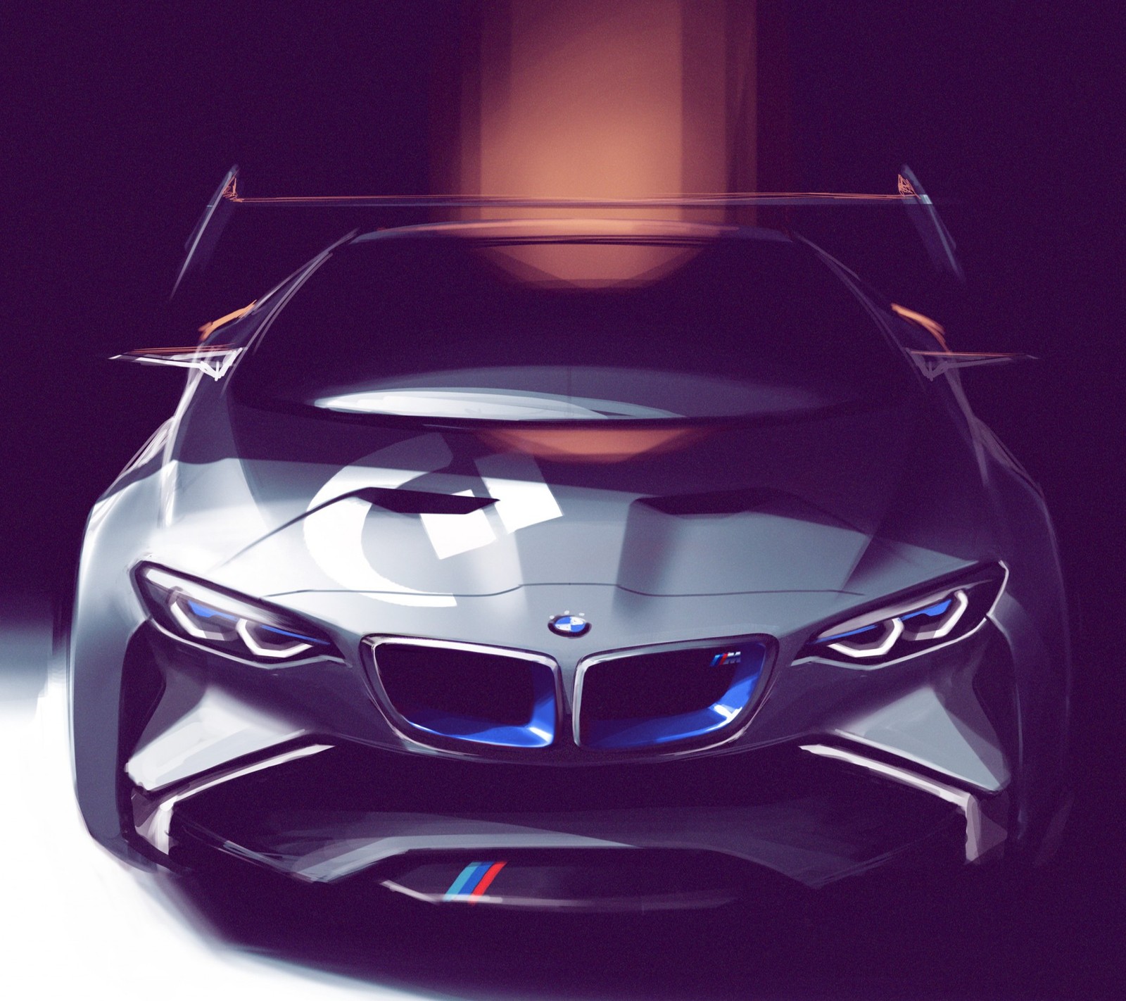 Voiture concept bmw dans une pièce sombre avec une lumière éclairant le capot (bmw, concept, gran turismo, vision)