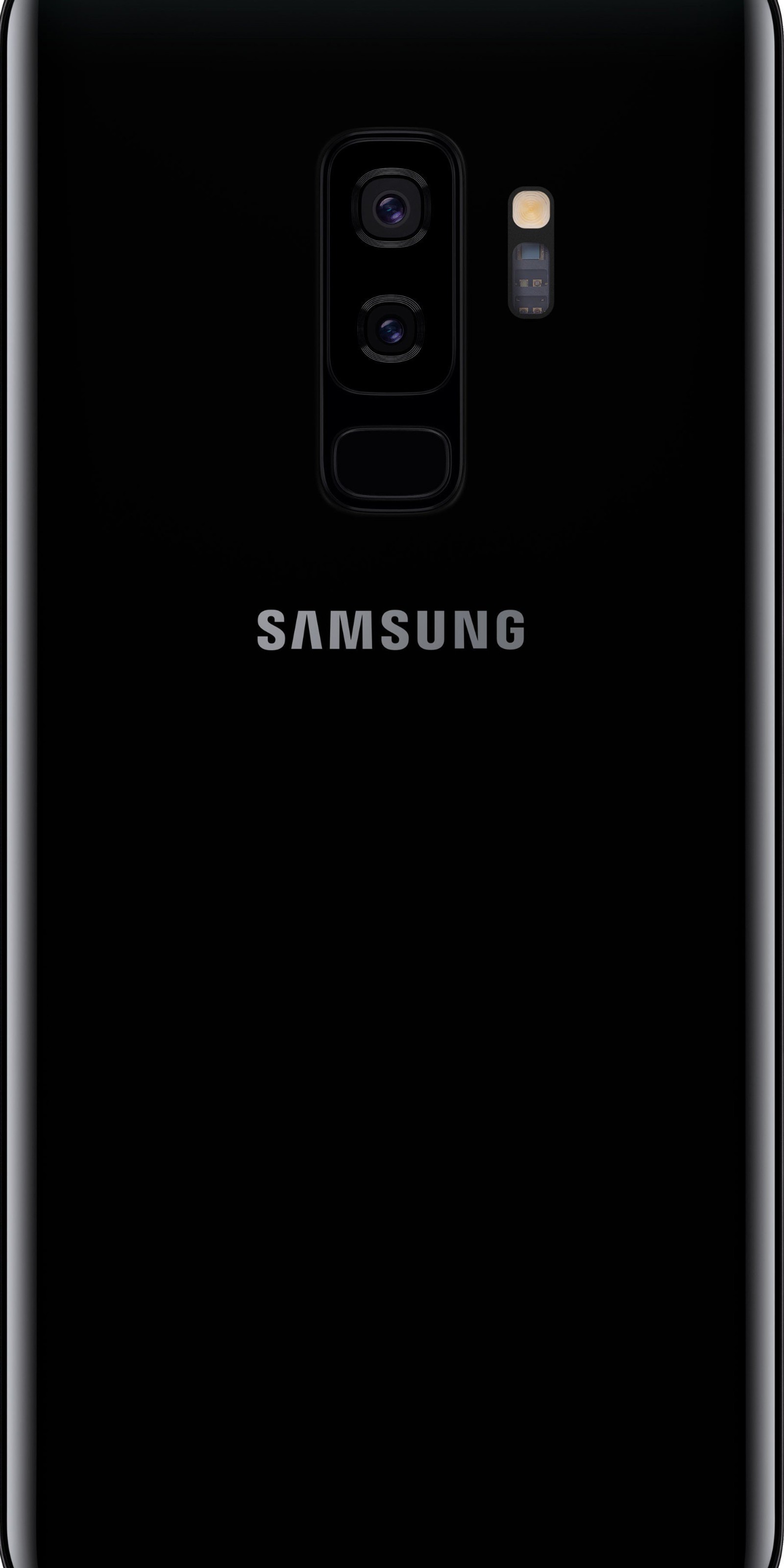 La parte de atrás de un samsung s9 negro con una cámara (galaxia, gs9plus, más, s9)