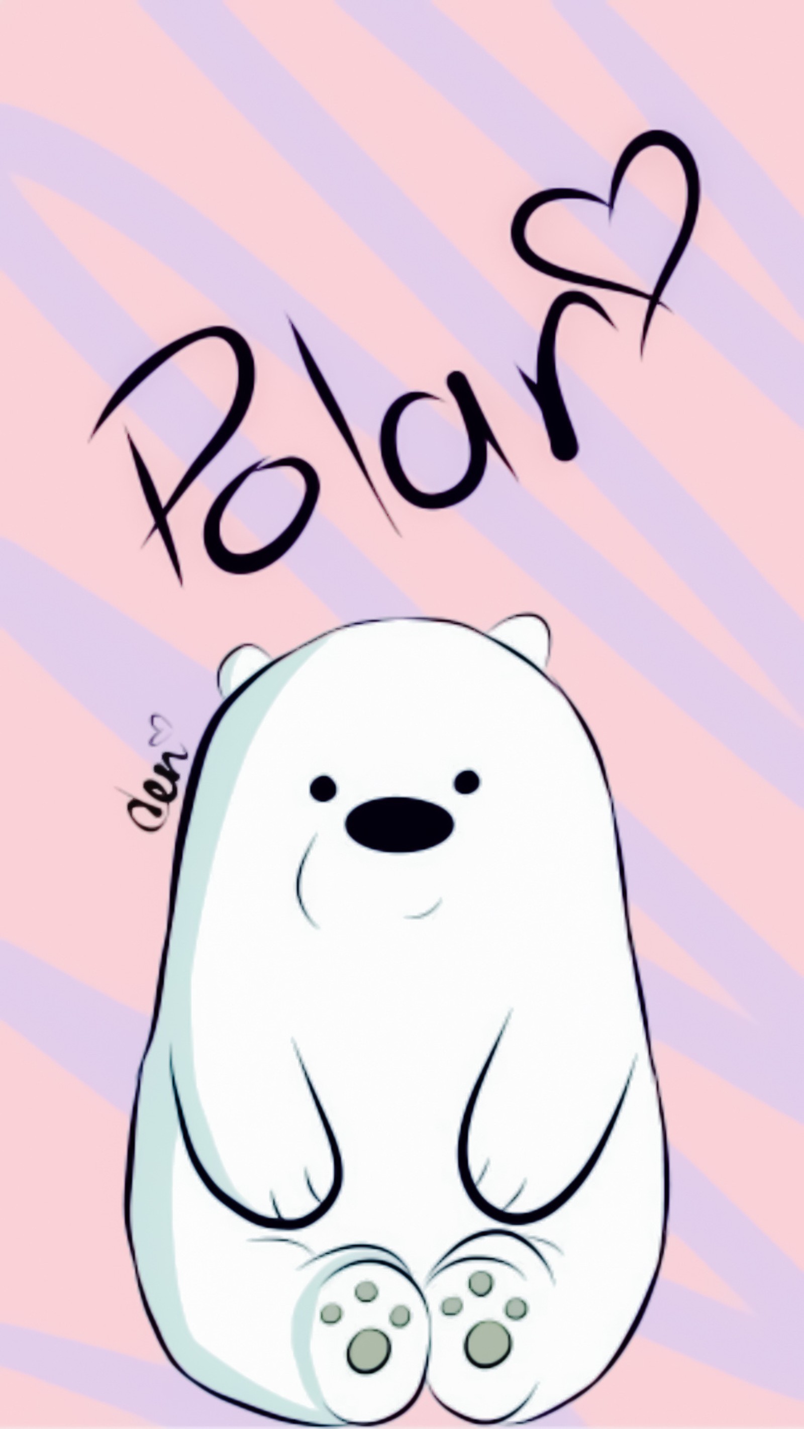 Um urso polar sentado no chão com um coração ao fundo (branco, polar, temas)