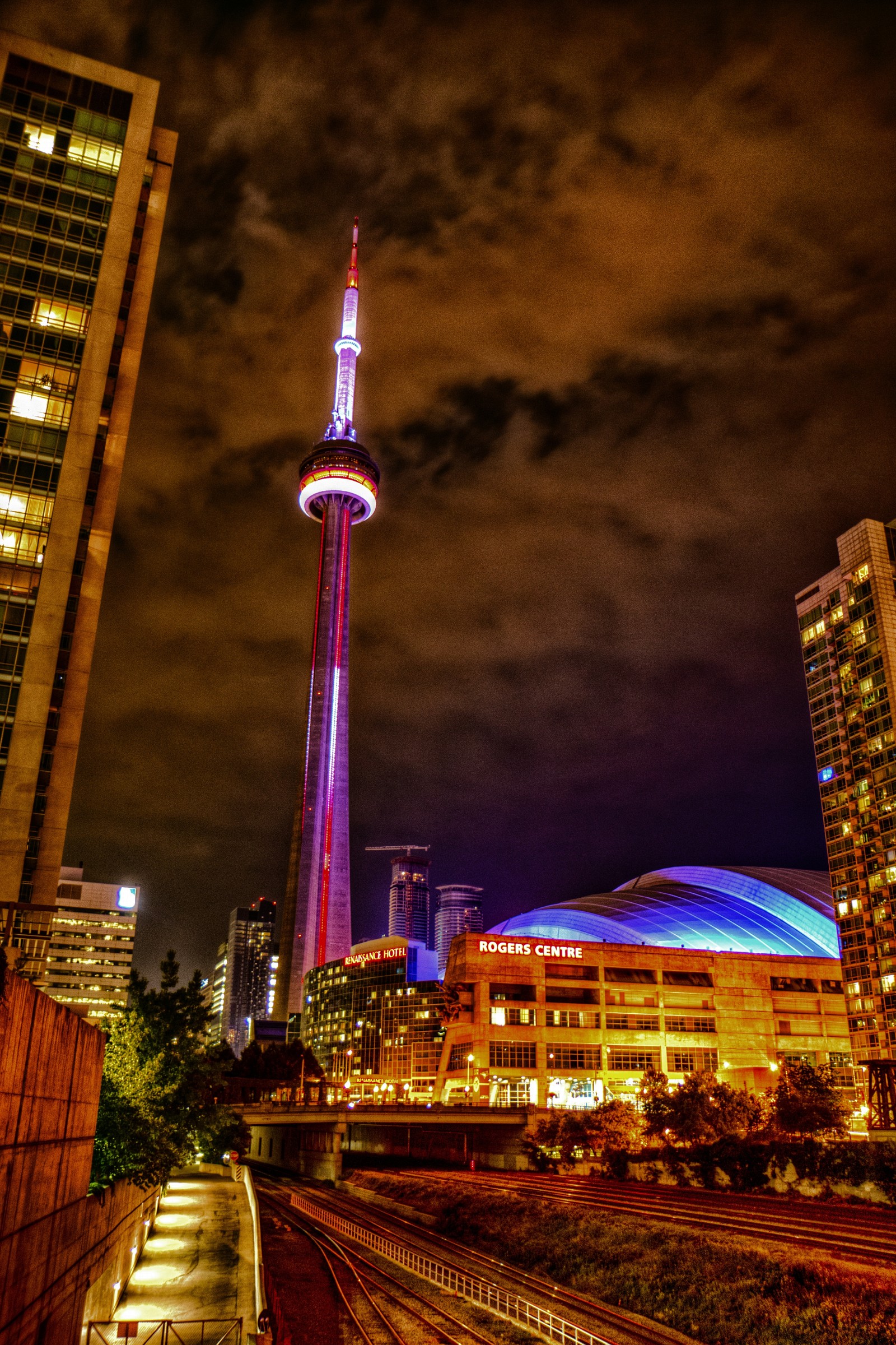 Lade schön, städte, stadt, cn tower, kuppel Hintergrund herunter