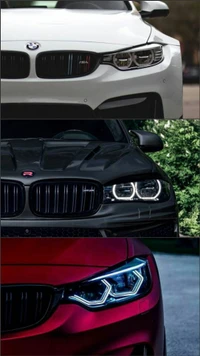 Dynamic BMW Headlights Showcase: Elegance in White, Bold in Black, and Sporty in Red