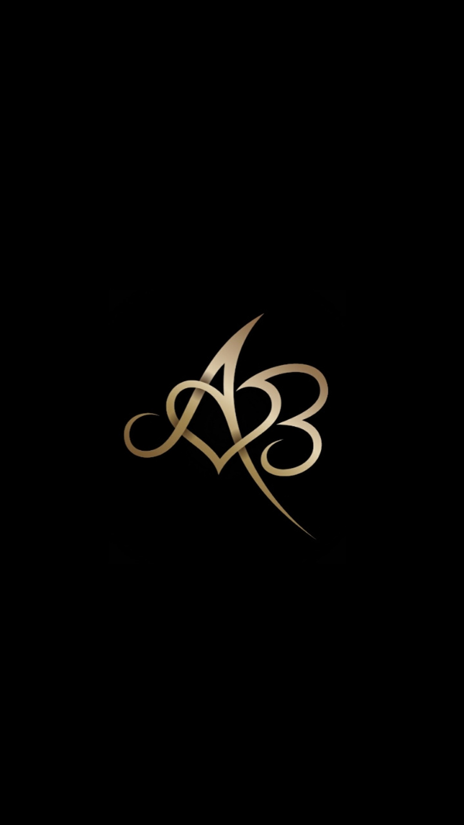 Um logotipo preto e dourado com um coração (ab, logotipo, papel de parede)