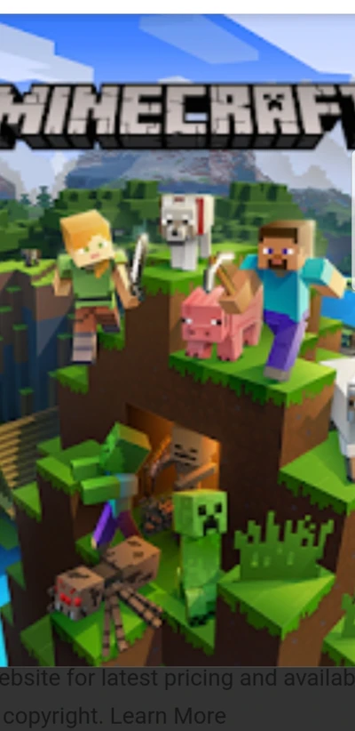 Adventurous Characters in a Vibrant Minecraft Landscape