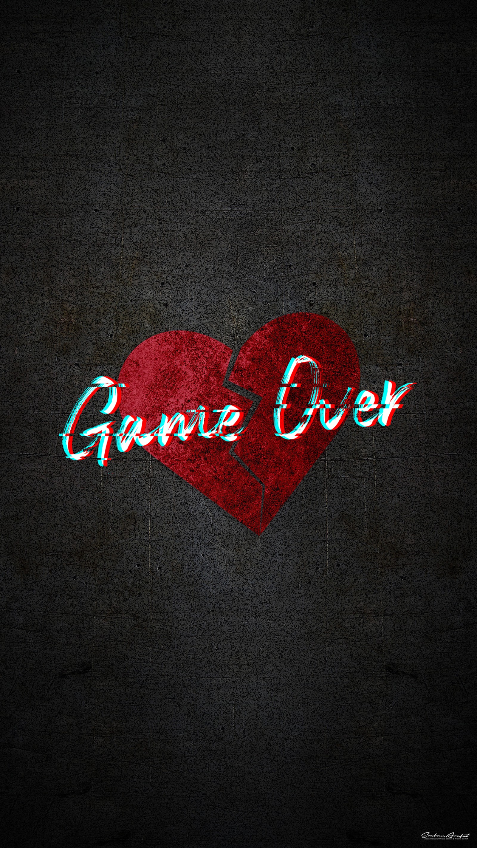 Verpixeltes bild eines roten herzens mit dem wort 'game over' (trennung, pleite, kaputt, spiel vorbei, herz)