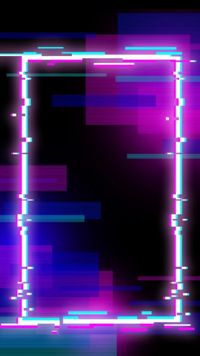 Neon-Glitch-Rahmen: Hochtechnologischer Handy-Hintergrund