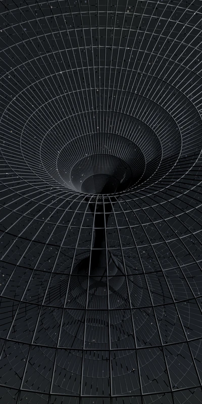 Black Wireframe Design with Conical Depth