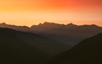 swiss alps, silhouette, mountain range, orange sky, sunset wallpaper