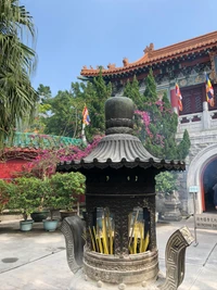 architecture chinoise, pot de fleurs, architecture japonaise, lieu de culte, temple