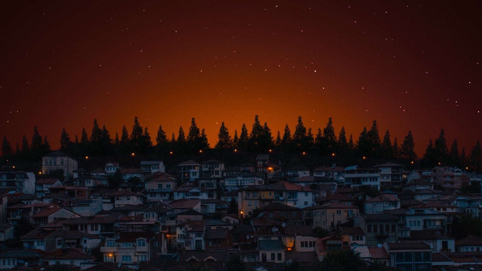 Lade nacht, abend, häuser, landschaft Hintergrund herunter