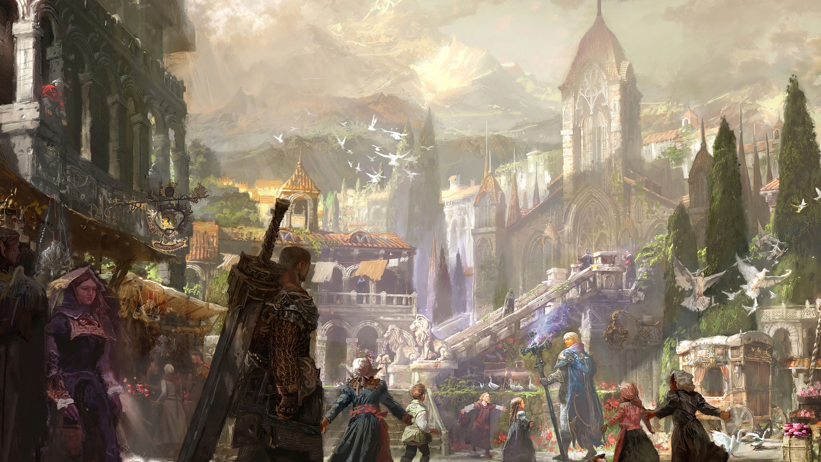 lost ark, mmorpg, video game, fantasy, city wallpaper