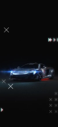 Illuminated Sports Car in Darkness