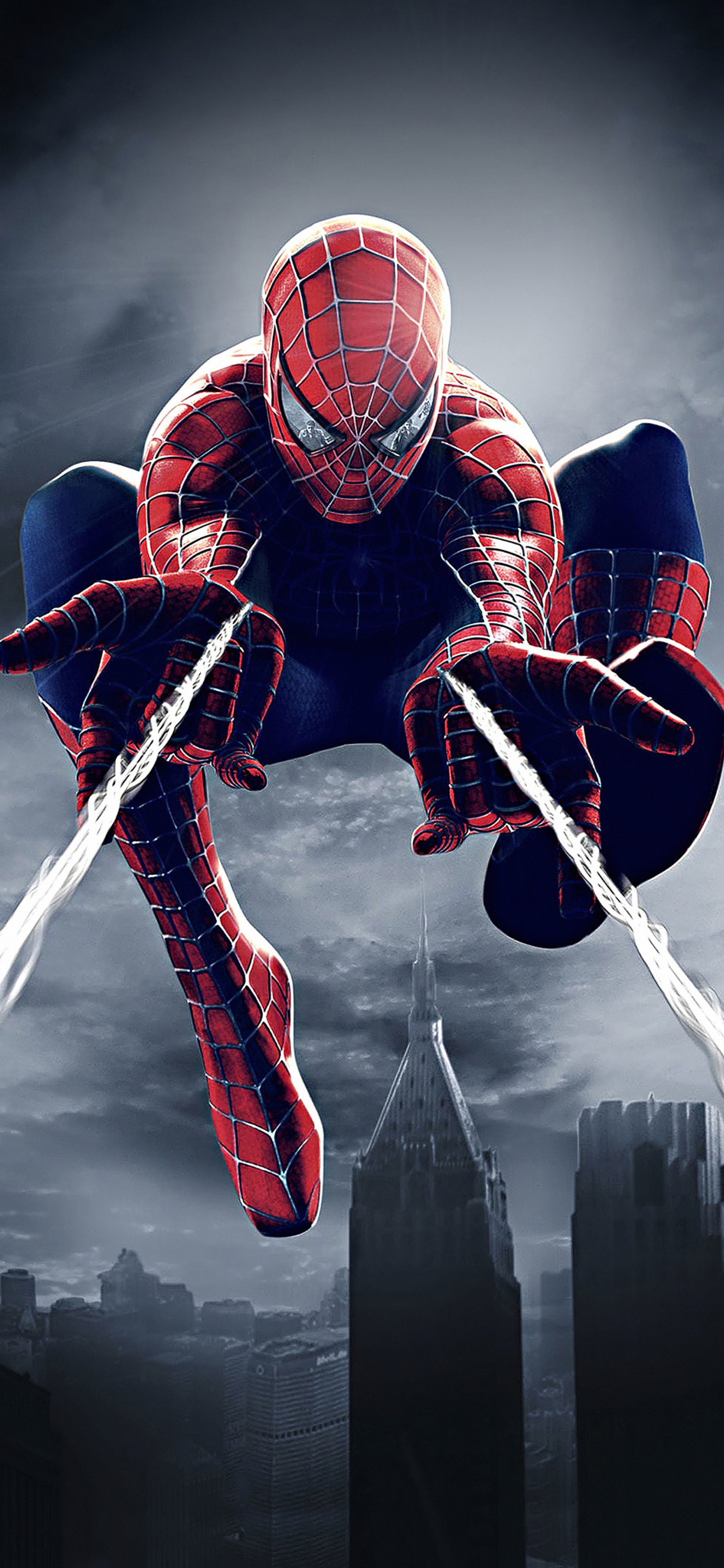 Spider - man flying through the air with his arms spread wide (spider man 2, spider man, superhero, marvel comics, cartoon)