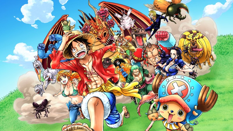 Обои в стиле one piece (пиратская команда соломенных шляп, ван пис, one piece, аниме, anime)