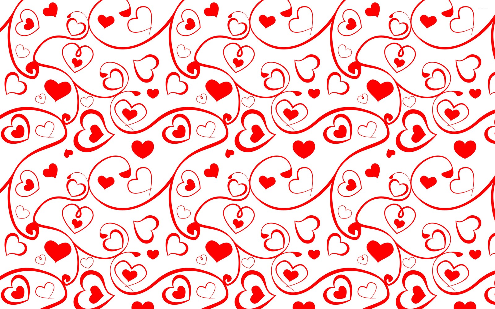 A red and white background with hearts and swirls (red, pattern, text, design, circle)