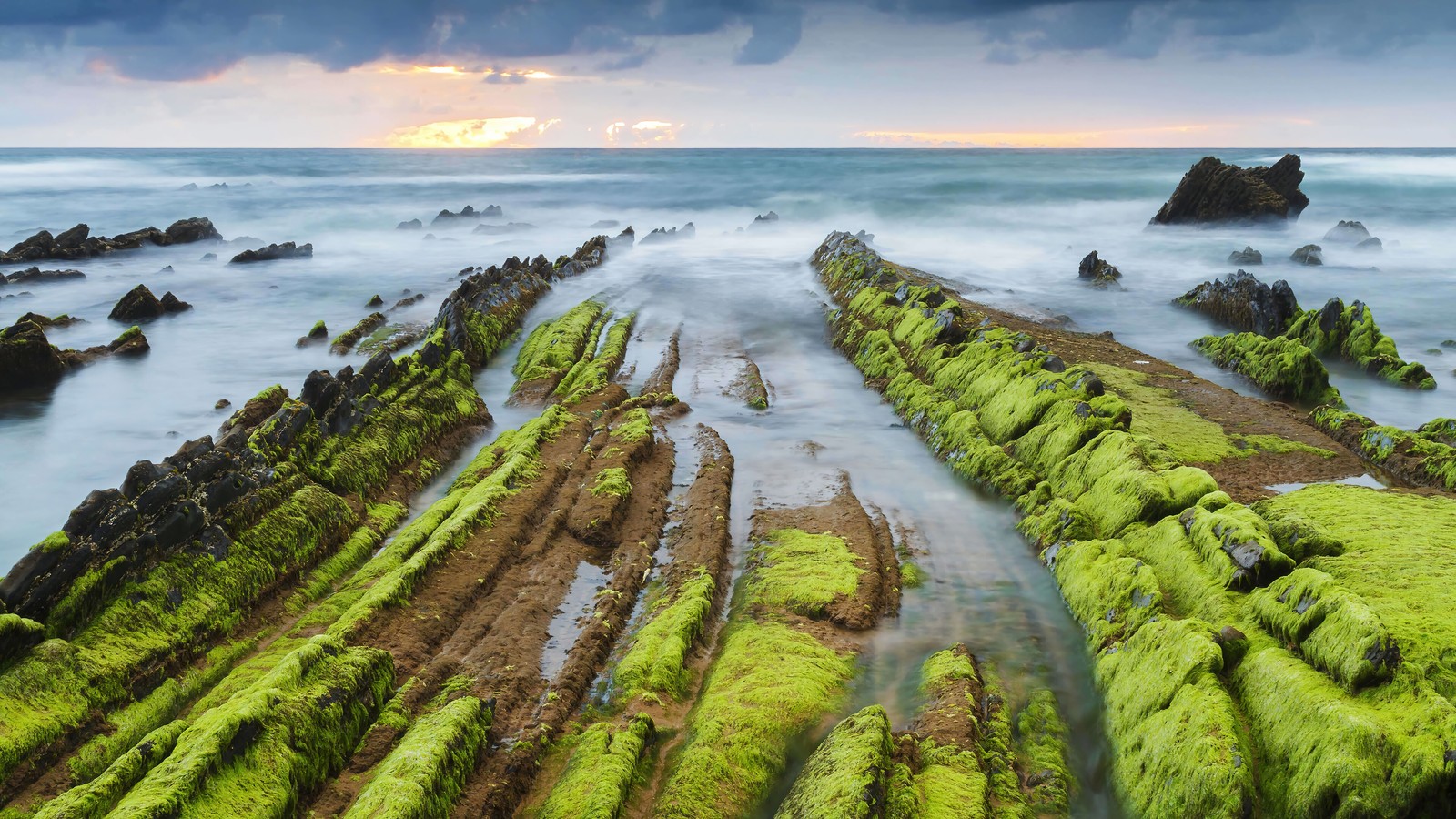 Descargar fondo de pantalla amanecer, océano, escenario, naturaleza