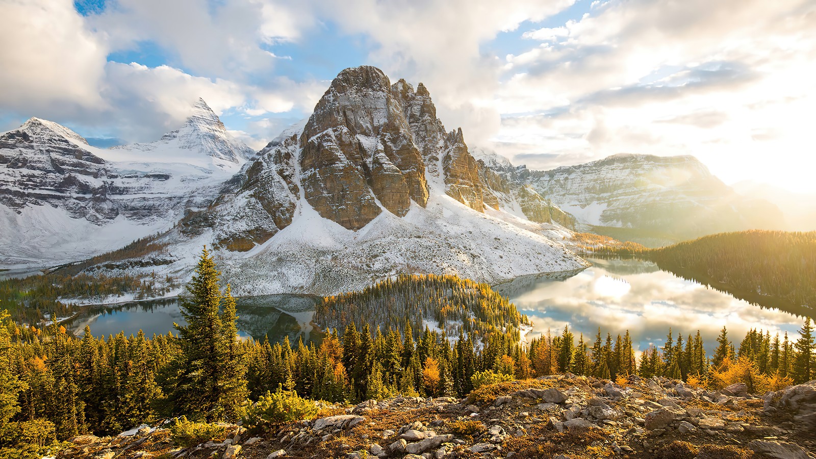 Скачать обои гора, пейзаж, гора ассинибойн, mount assiniboine, канада