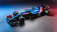 Carro F1 Alpine A521 na pista - Campeonato de Fórmula 1 2021