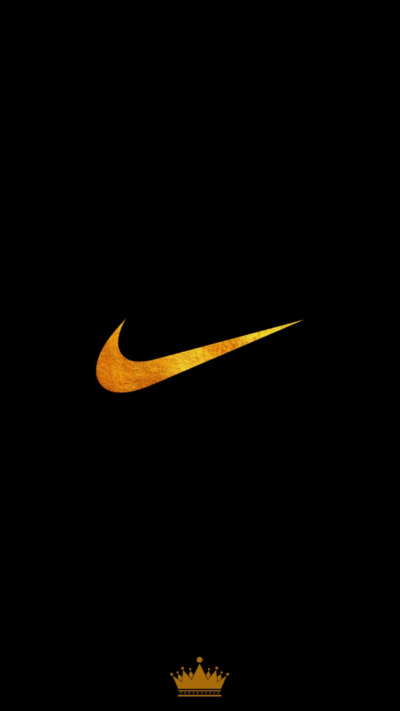 Близкий план черного фона с золотым логотипом nike (воздух, делать, золото, просто, логотип)