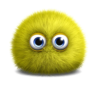 Fluffy Yellow Monster with Big Eyes