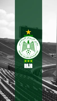 Raja Club Athletic-Logo mit Stadionhintergrund