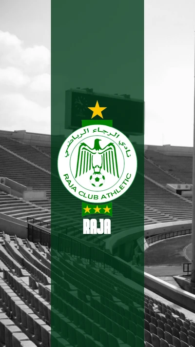 Logo du Raja Club Athletic avec fond de stade