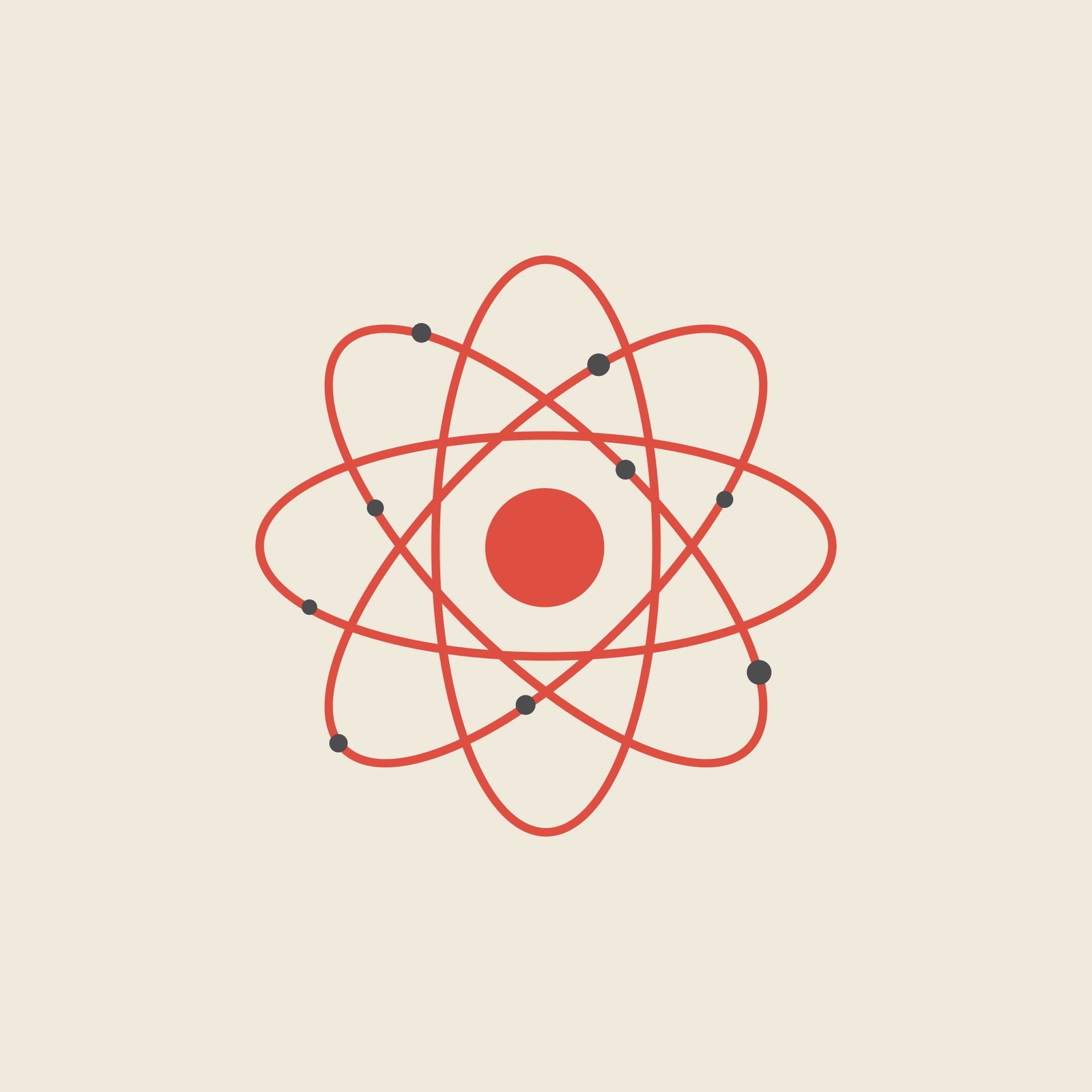 Eine nahaufnahme eines roten und schwarzen atomaren symbols auf weißem hintergrund (atom, kreis, logo, linie, grafikdesign)