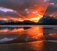 wolke, abend, see, berg, reflexion