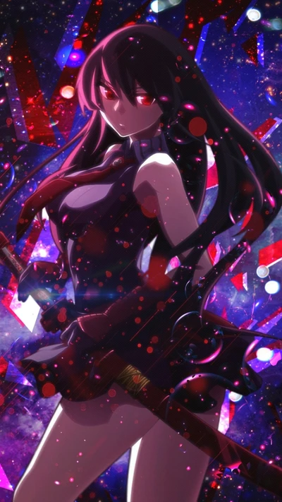 Akame from Akame ga Kill: A Stunning Cosmic Anime Portrait