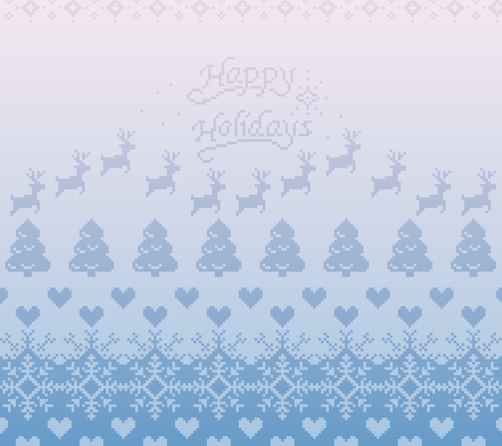 A blue and white christmas card with reindeers and hearts (christmas, xmas, holidays, winter)