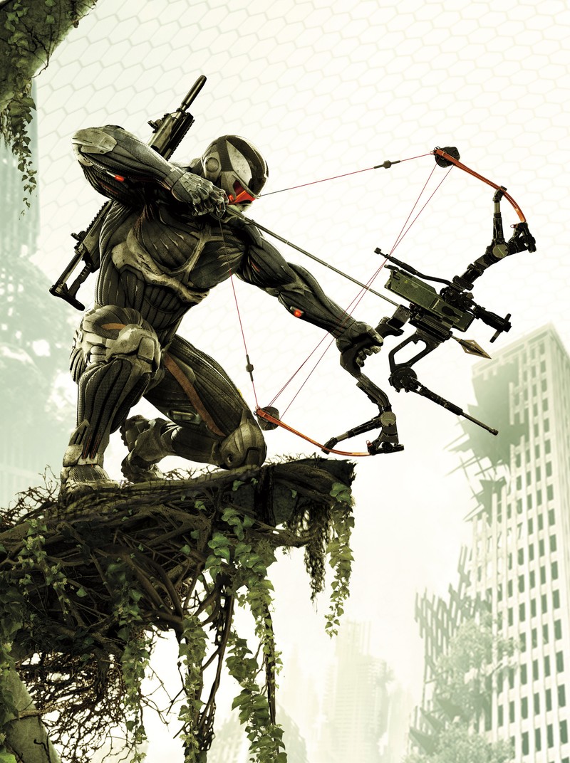 Мужчина с луком и стрелой на дереве (2013 game, crysis 3)