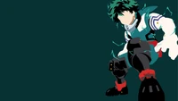 Ilustração minimalista de Izuku Midoriya (Deku) de My Hero Academia