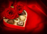 Romantic Roses and Heart-Shaped Chocolates for Valentine's Day