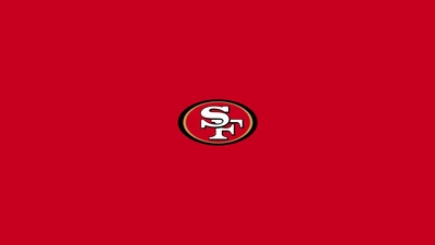 Logo minimaliste des San Francisco 49ers sur fond rouge