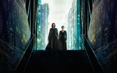 Neo e Trinity em The Matrix Resurrections: Uma jornada futurista