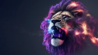 lion, roar, colorful, digital art, animals wallpaper