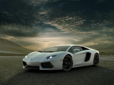 Lamborghini Aventador : Le summum de la performance des supercars dans un paysage saisissant.