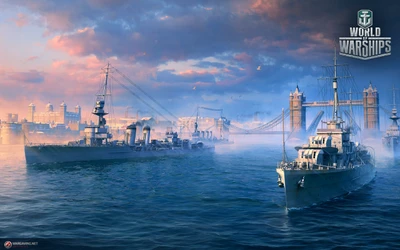 Наводнительная конфронтация: Тяжелые крейсеры под Тауэрским мостом в World of Warships