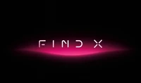 Oppo Find X: Logotipo magenta iluminado em fundo escuro