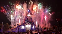 disneyland, fireworks, night, event, entertainment